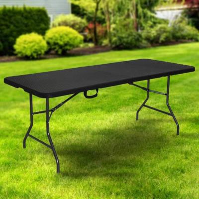 AREBOS  Table Pliante Table De Buffet Look Rotin Table De Jardin Table De Camping