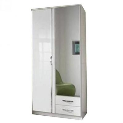 Armoire 2 portes miroir KROOS blanc / laqu&eacute;e blanc brillant