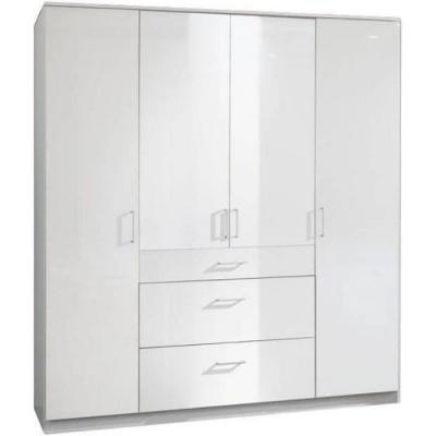Armoire COOPER 4 portes 3 tiroirs largeur 179 laqu&eacute; blanc / blanc