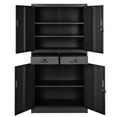 Tectake armoire m&eacute;tallique de classement avec 2 tiroirs - noir 402939