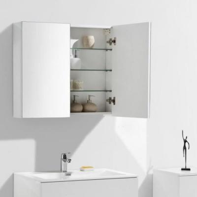 Armoire de toilette bloc-miroir SIENA largeur 80 cm blanc laqu&eacute;