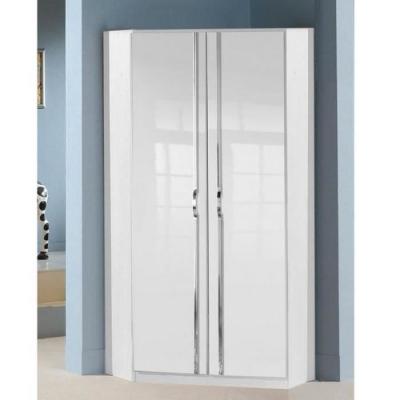 Armoire dressing d'angle KROOS 2 portes 95*95 laqu&eacute;e blanc brillant