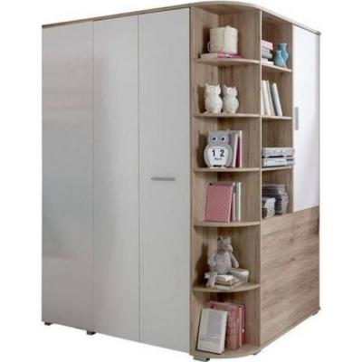 Armoire dressing d'angle VOLVERINE ch&ecirc;ne/blanc bi color Bois Inside75 