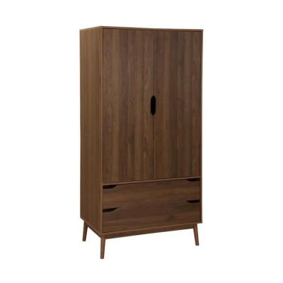 sweeek Armoire dressing vintage d&eacute;cor bois 2 portes 2 tiroirs 1 tringle 
