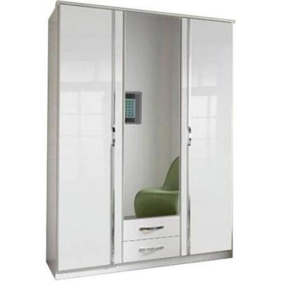 Armoire KROOS 3 portes miroir blanc / laqu&eacute;e blanc brillant