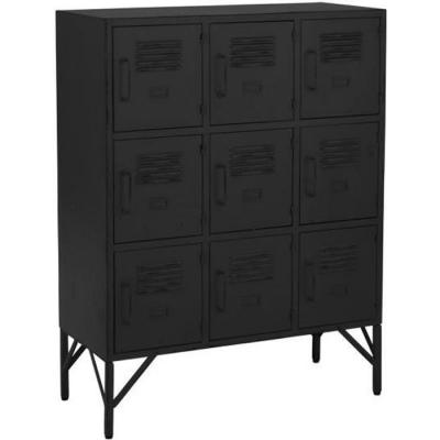 Armoire M&eacute;tal Noir - J-LINE - 9 Portes - Industriel - Chambre Adulte 