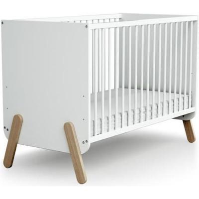 LES TENDANCES Lit b&eacute;b&eacute; 60x120 blanc et h&ecirc;tre 