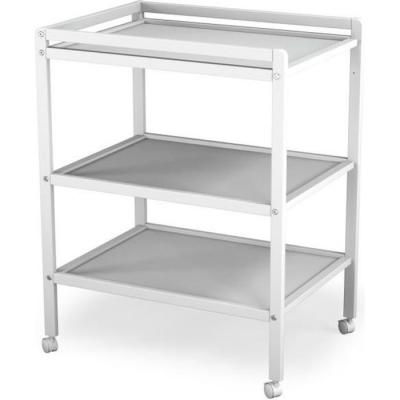 At4 Table &agrave; Langer &agrave; Roulettes avec 2 &Eacute;tag&egrave;res Laqu&eacute; Blanc