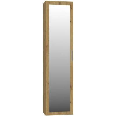 ATARA - Armoire d'entr&eacute;e avec grand miroir - 180x50x35 cm - Deux Ch&ecirc;ne