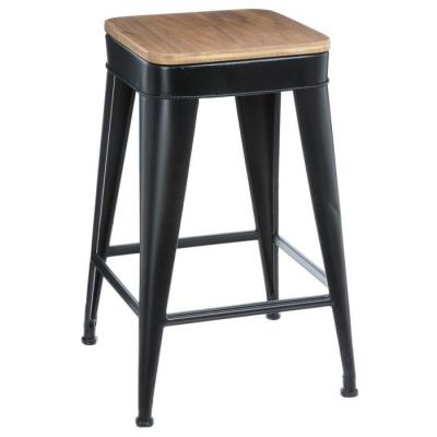 Atmosphera - Tabouret de bar Joris - H. 60 cm - Noir