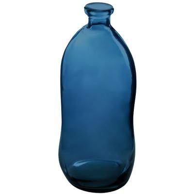 ATMOSPHERA Vase bouteille en Verre recycl&eacute; Bleu orage H 35 cm