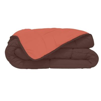 AUCUNE Couette Calgary microfibre 200x200 cm choco et corail