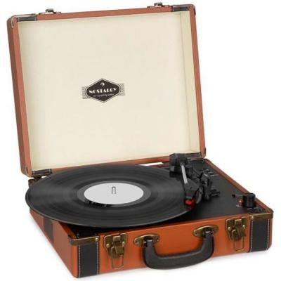 AUNA Platine vinyle -  - Jerry Lee BT - Bluetooth - Enregistrement USB - Look r&eacute;tro marron