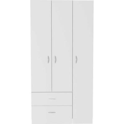TUHOME 3 porte Armoire Austral, 90cm A, 180cm A, 47cm P, Blanc