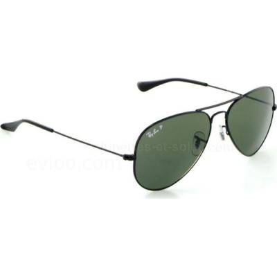 RAY BAN Ray-ban aviator large noir vert polaris&eacute; - medium-large