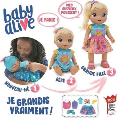 Baby alive - b&eacute;b&eacute; grandit et parle - poup&eacute;e - happy hope ou merry meadow