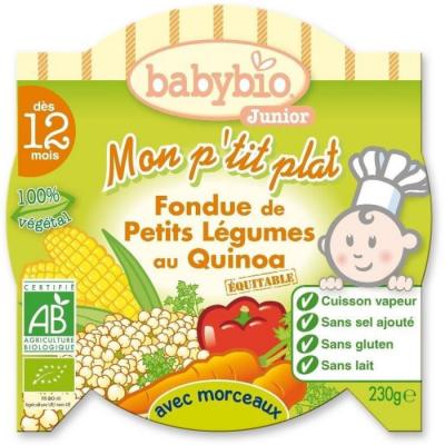 BABYBIO  Assiette Fondue Carotte Ma&iuml;s Quinoa 230 G - Lot De 5