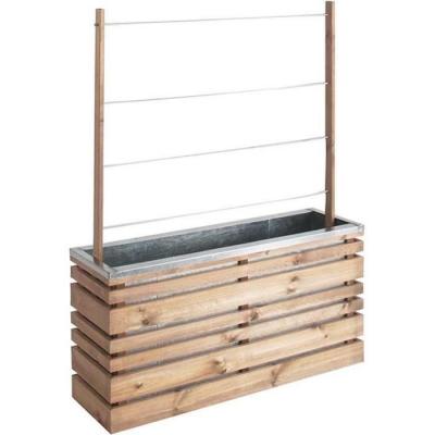 JARDIPOLYS Bac &agrave; fleur treillis LIGN Z CL3B 100 X 30 CM - Marron/gris