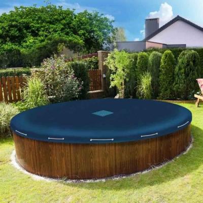 TERRE JARDIN B&acirc;che Piscine Ronde 6.2 m, 140 g/m&sup2; - Bache Hivernage Piscine Hors Sol - Filet d'&Eacute;coulement 35 x 35 cm, Cordon de Serrage - Pour piscine 5.40 m - Bleu