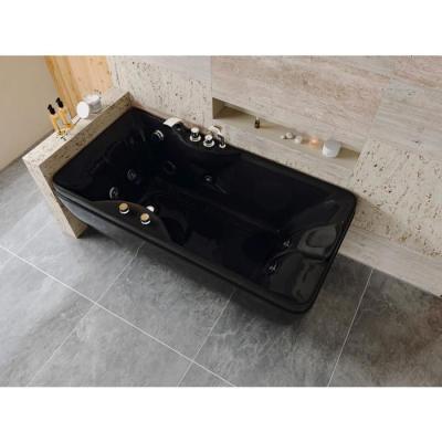 Baignoire baln&eacute;o noire - 1 place - 140L - 150 x 75 x 54,5 cm - Angle gauche - GAVINO