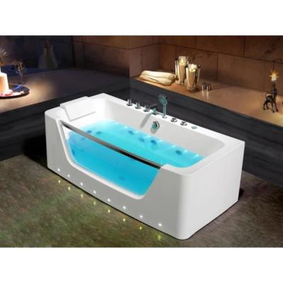 Baignoire baln&eacute;o vitr&eacute;e &agrave; leds DYONA - 1 place - 260L - 85*170*58cm - Blanche