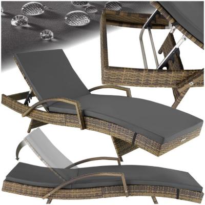 TECTAKE Bain de soleil OCEANE 5 positions cadre en aluminium - marron naturel