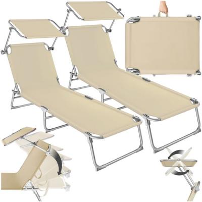 TECTAKE  Lot de 2 transats acier - beige