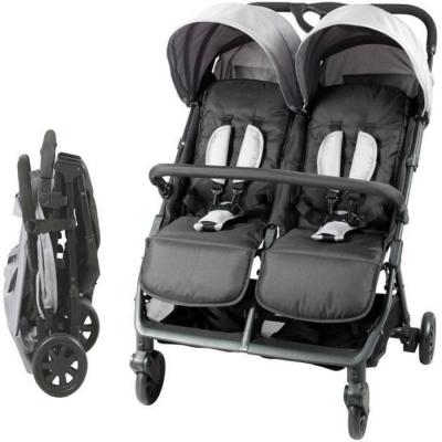 BAMBISOL Poussette Double C&ocirc;te &agrave; C&ocirc;te Naissance Pliage Compact Noir Gris