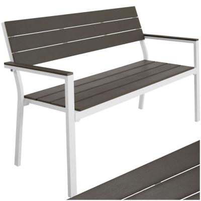 TECTAKE Banc de jardin Line 2 places en aluminium 128 x 59 x 88cm - gris clair/blanc
