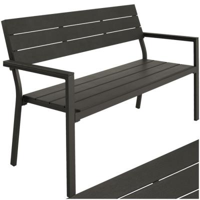 Banc de jardin Line 2 places en aluminium 128 x 59 x 88cm - gris fonc&eacute;