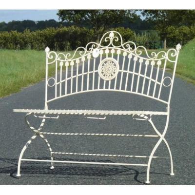 L HERITIER DU TEMPS Banquette de Jardin Pliable en Fer Blanc - L'HERITIER DU TEMPS - 2 Personnes - Style Naturel
