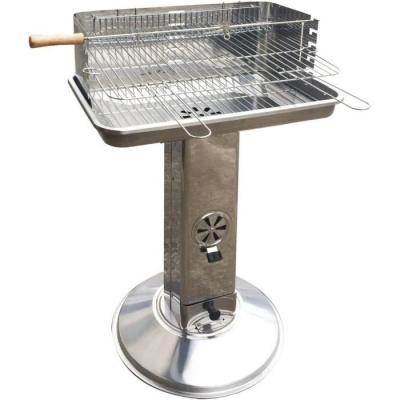KZ GARDEN Barbecue &agrave; Charbon Acier Inoxydable Grille de Cuisson Broche &agrave; R&ocirc;tir 58 x 38 x 87 cm 