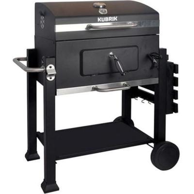BRIXO Barbecue charbon de bois kubrik &agrave; couvercle thermostat tiroir de cendres 2 roues et 2 pieds