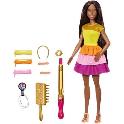 BARBIE Poup&eacute;e  brune cheveux boucl&eacute;s