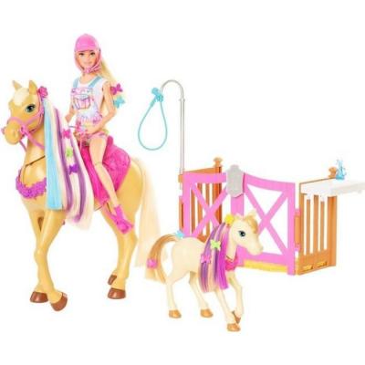 MATTEL Coffret Barbie Toilettage des Chevaux avec poup&eacute;e incluse 