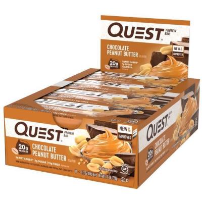QUEST NUTRITION Barres proteinees  12x60g Beurre de cacahu&egrave;te au chocola  Proteine 