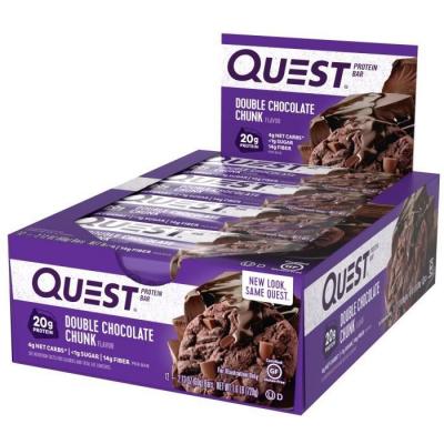 QUEST NUTRITION Barres proteinees  12x60g Double chocolat en morceaux  Proteine 