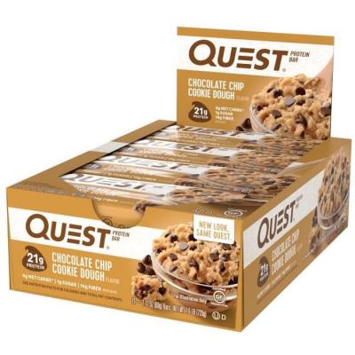 QUEST NUTRITION Quest Bar P&acirc;te &agrave; cookie P&eacute;pites de chocolat (12 x 60 g)