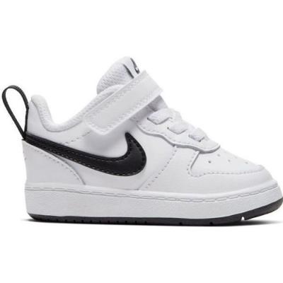 NIKE Baskets  Court Borough Low 2 -  - Blanc - B&eacute;b&eacute; - Synth&eacute;tique - Lacets - Plat 