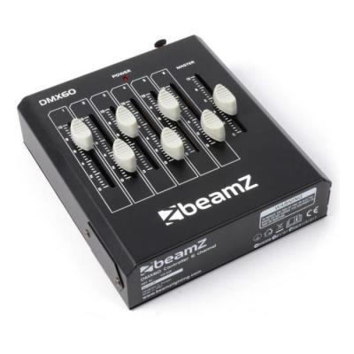 BEAMZ  BMX60 Contr&ocirc;leur DMX 6 canaux pour &eacute;clairage de sc&egrave;ne ou jeu de lumi&egrave;re disco