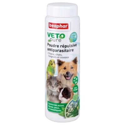 BEAPHAR Poudre VETOPure r&eacute;pulsive antiparasitaire pour chien, chat, oiseau et rongeur