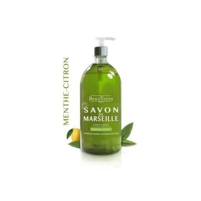 BEAUTERRA  Savon de Marseille Liquide Menthe Citron 1l