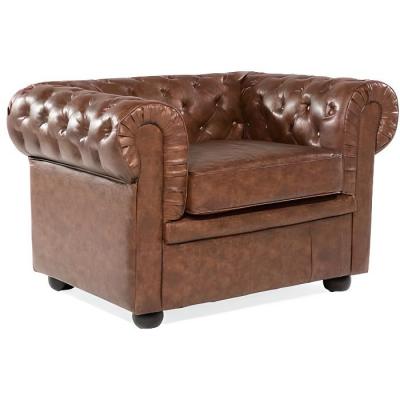 BELIANI Fauteuil Chesterfield Cuir Pu Marron Dor&eacute; 
