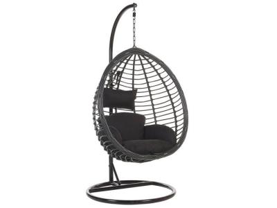 BELIANI Fauteuil suspendu en rotin noir avec support tollo 189901