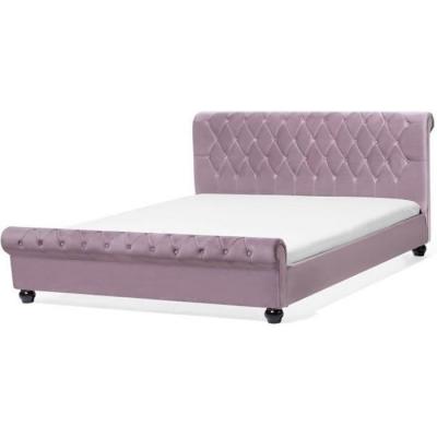 Beliani - Lit - Avallon - 160 x 200 cm, Chesterfield, en Velours, Rose