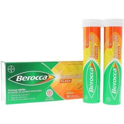 BEROCCA  Immunit&eacute; Flash Go&ucirc;t Orange 30 Comprim&eacute;s Effervescents