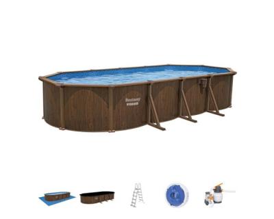 BESTWAY Piscine acier Hydrium effet bois ovale 7,30 x 3,60 x 1,30 m - 