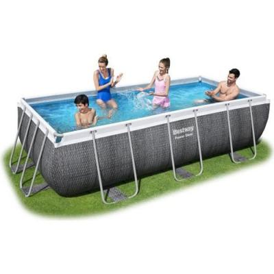BESTWAY Piscine tubulaire rectangulaire  Power Steel Rotin 404 x 201 x H 100 cm