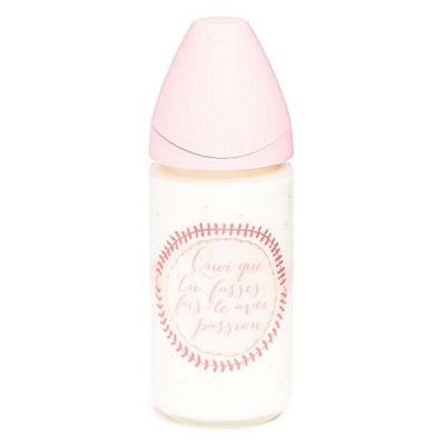 SUAVINEX  Biberon en Verre Meaningful Life Rose Housse Silicone 240ml 