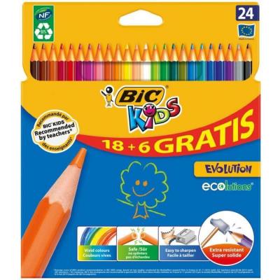 BIC Crayon de Couleur ECOLUTION  Kids Evolution&trade; 18+6 GRATUITS !